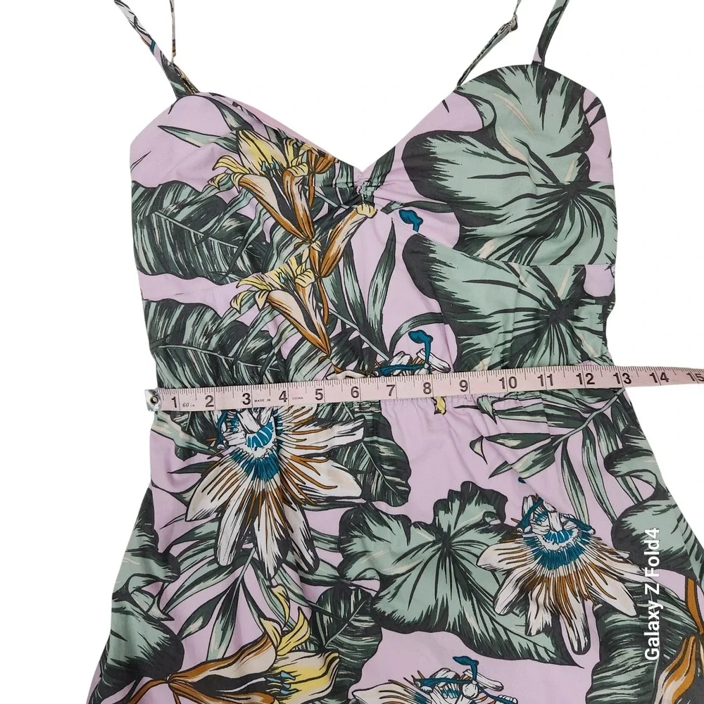 J.Crew‎ Printed Poplin Cami Dress Tropical Floral Pink XS Sweetheart Neckline